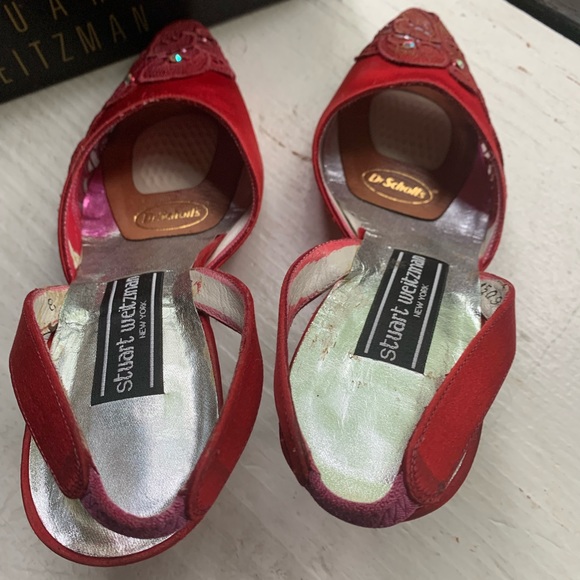 Stuart Weitzman red strapped back shoe size 7B - Picture 6 of 8